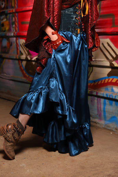 13. Flutterfall Trousers in Dark Teal Shiny Satin - The Magic Carpet Ride Collection