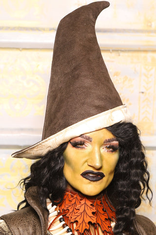 Tall Elf Hat in Avocado Skin Faux Leather - "The Onions & Ogres Collection"