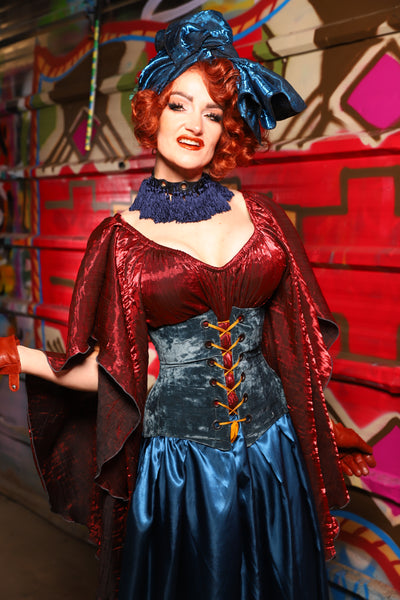 22. Petite Wench Underbust Corset in Canon Beach Velvet - The Magic Carpet Ride Collection