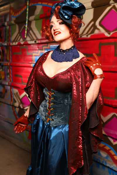 22. Petite Wench Underbust Corset in Canon Beach Velvet - The Magic Carpet Ride Collection