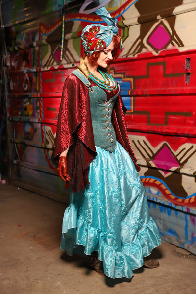 14. Flutterfall Trousers in Ice Blue Rose - The Magic Carpet Ride Collection