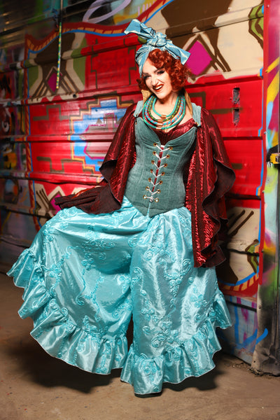 14. Flutterfall Trousers in Ice Blue Rose - The Magic Carpet Ride Collection
