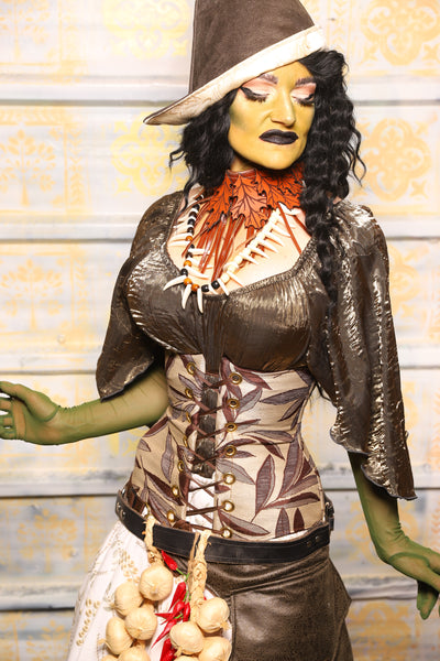 Wench Corset in Leafy Leaf - "The Onions & Ogres Collection"