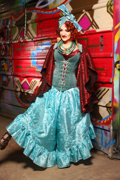 14. Flutterfall Trousers in Ice Blue Rose - The Magic Carpet Ride Collection