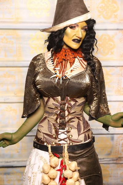 Wench Corset in Leafy Leaf - "The Onions & Ogres Collection"