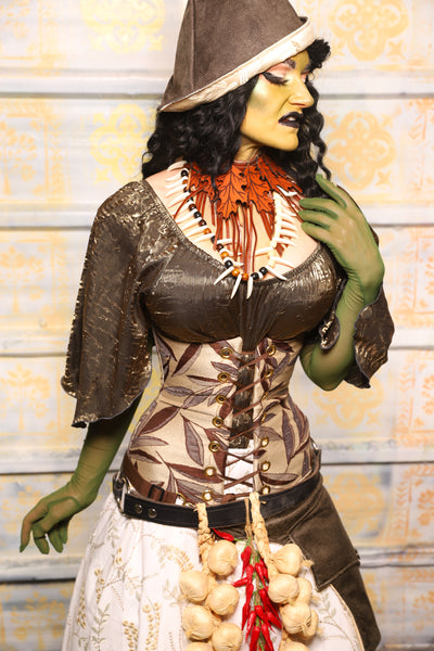 Wench Corset in Leafy Leaf - "The Onions & Ogres Collection"