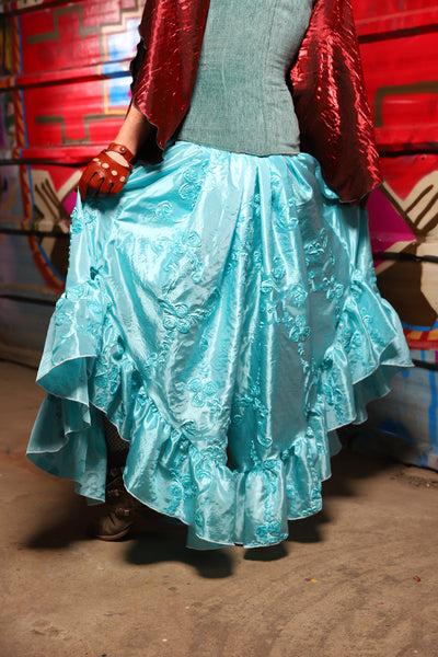 14. Flutterfall Trousers in Ice Blue Rose - The Magic Carpet Ride Collection