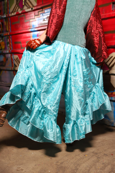 14. Flutterfall Trousers in Ice Blue Rose - The Magic Carpet Ride Collection