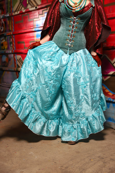 14. Flutterfall Trousers in Ice Blue Rose - The Magic Carpet Ride Collection