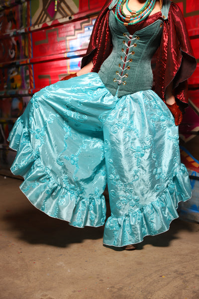 14. Flutterfall Trousers in Ice Blue Rose - The Magic Carpet Ride Collection