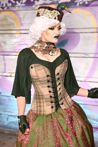 Crossfire Corset in Evergreen Plaid Upholstery Velvet - The Ivy & Pine Collection