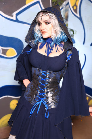 Hooded Vixen in Navy and Silver Medallion - "Dancing in the Moonlight" Collection #27