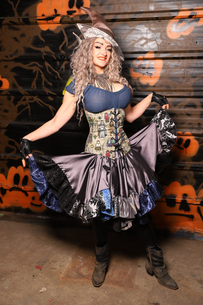 Mini Fairy in Storm Stretch Silver Satin w/patchwork ruffle - Spooky Saturday Part 9