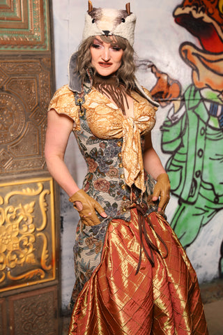 Vixen Corset w/ Tails & Pockets in Ambrosial Floral - The Forest Fables Collection