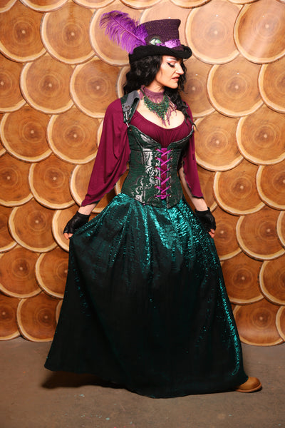 28. Tulip Skirt in Emerald Crushed Shimmer - The Darling Starling Collection
