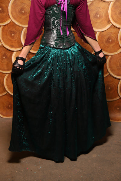 28. Tulip Skirt in Emerald Crushed Shimmer - The Darling Starling Collection