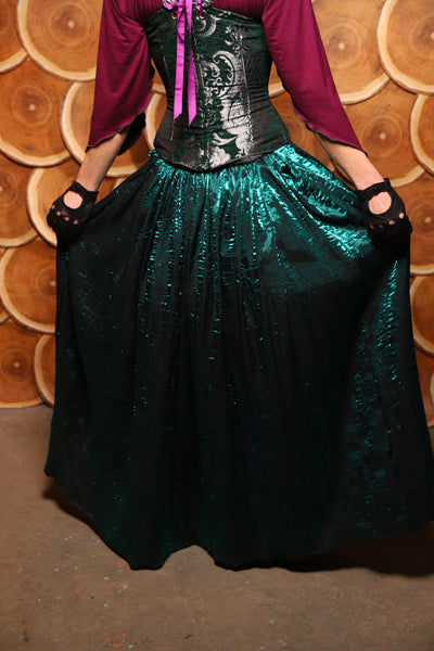 28. Tulip Skirt in Emerald Crushed Shimmer - The Darling Starling Collection