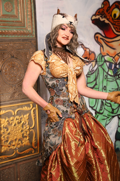 Vixen Corset w/ Tails & Pockets in Ambrosial Floral - The Forest Fables Collection