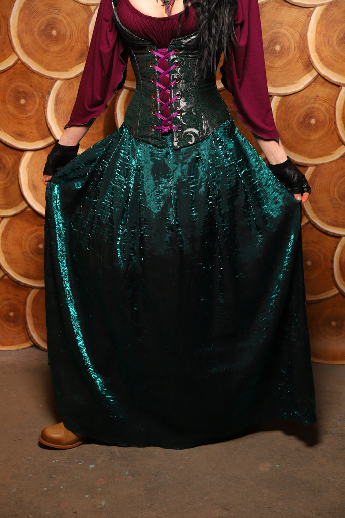 28. Tulip Skirt in Emerald Crushed Shimmer - The Darling Starling Collection