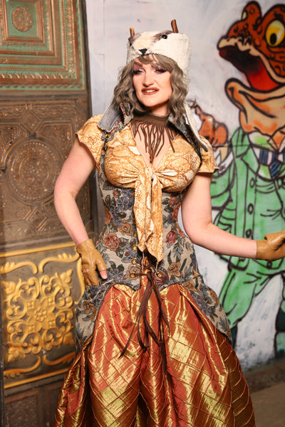 Vixen Corset w/ Tails & Pockets in Ambrosial Floral - The Forest Fables Collection
