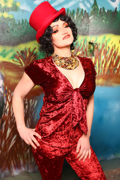 Knotty Blouse in Crushed Ruby Velvet #20 - The Bells & Whistles Collection