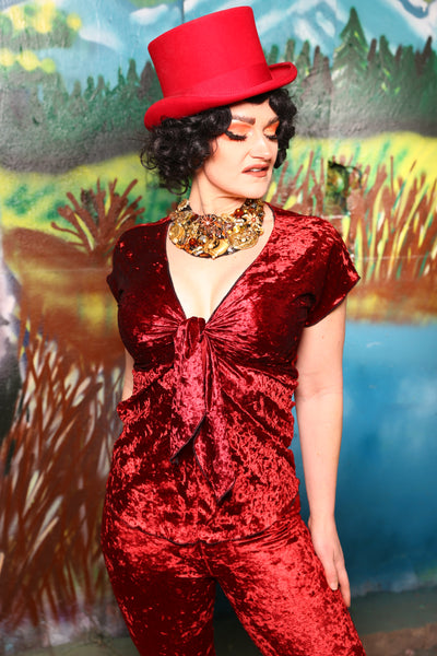 Knotty Blouse in Crushed Ruby Velvet #20 - The Bells & Whistles Collection