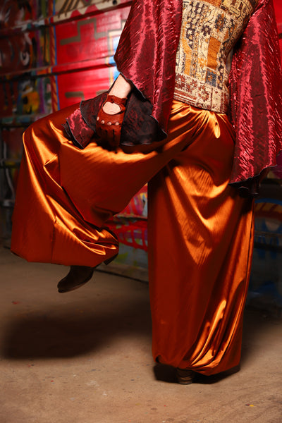 16. Harem Pants in Bonfire Satin - The Magic Carpet Ride Collection