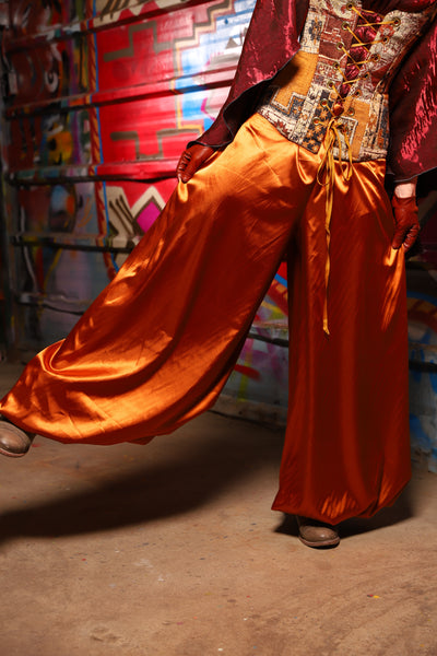 16. Harem Pants in Bonfire Satin - The Magic Carpet Ride Collection