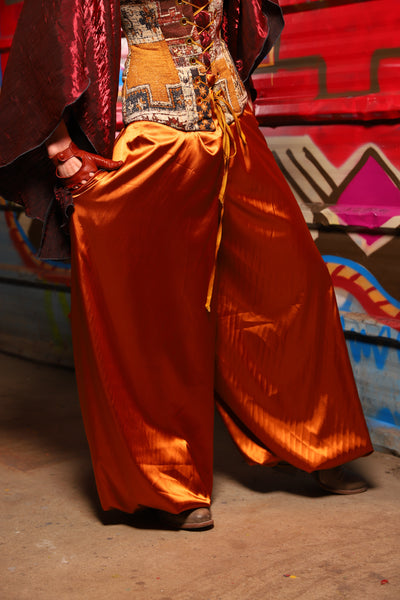 16. Harem Pants in Bonfire Satin - The Magic Carpet Ride Collection