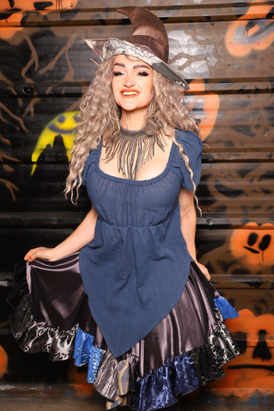 Scarf Blouse in Blue Cotton Gauze- Spooky Saturday Part 9