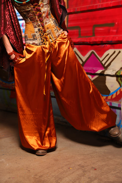 16. Harem Pants in Bonfire Satin - The Magic Carpet Ride Collection