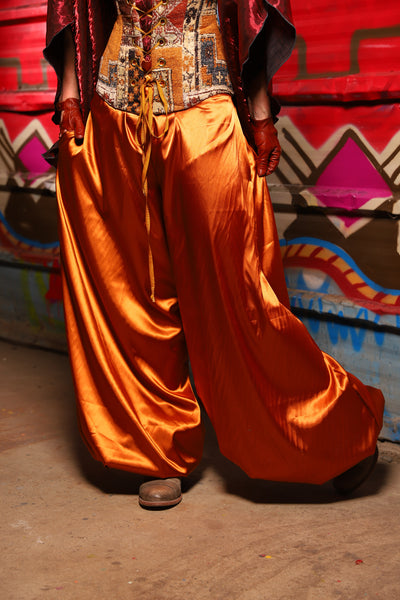 16. Harem Pants in Bonfire Satin - The Magic Carpet Ride Collection