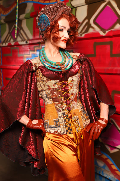 20. Marie Overbust Corset in Amber Tapestry - The Magic Carpet Ride Collection