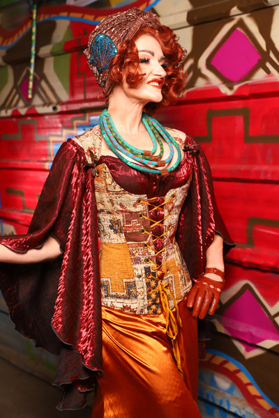 20. Marie Overbust Corset in Amber Tapestry - The Magic Carpet Ride Collection