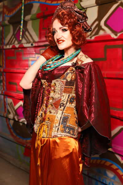 20. Marie Overbust Corset in Amber Tapestry - The Magic Carpet Ride Collection