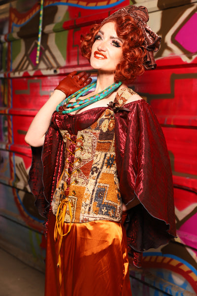 20. Marie Overbust Corset in Amber Tapestry - The Magic Carpet Ride Collection