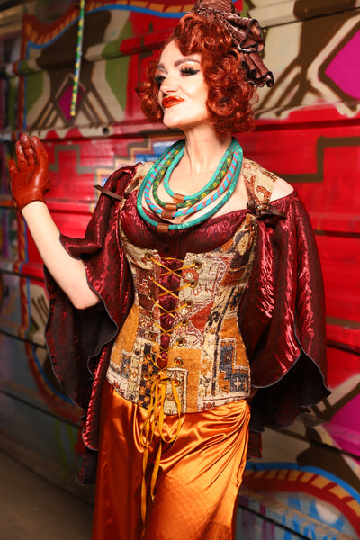 20. Marie Overbust Corset in Amber Tapestry - The Magic Carpet Ride Collection