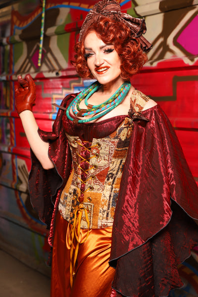 20. Marie Overbust Corset in Amber Tapestry - The Magic Carpet Ride Collection
