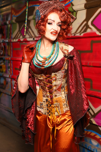 20. Marie Overbust Corset in Amber Tapestry - The Magic Carpet Ride Collection