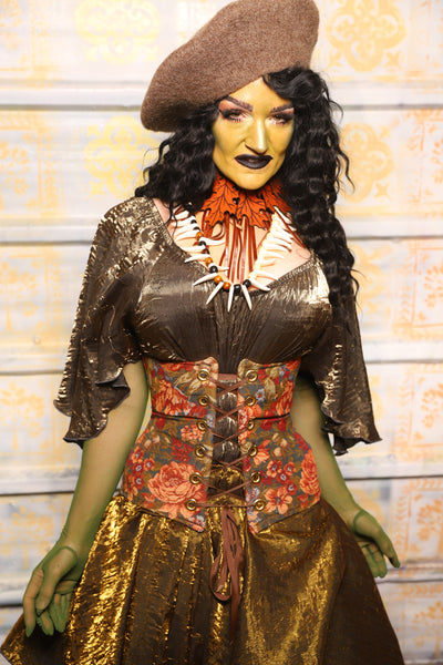 Petite Wench Corset in Peach Peony - "The Onions & Ogres Collection"