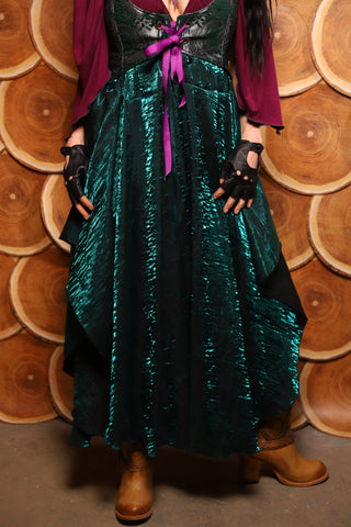 04. Crescent Skirt in Emerald Crushed Shimmer - The Darling Starling Collection