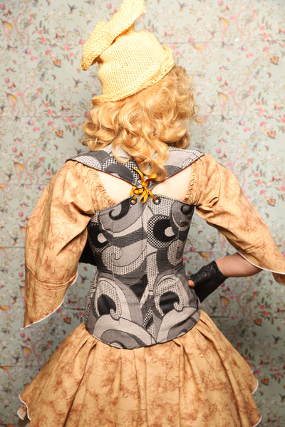 29. Damsel corset in Sketched Swirls - March of the Ides Collection
