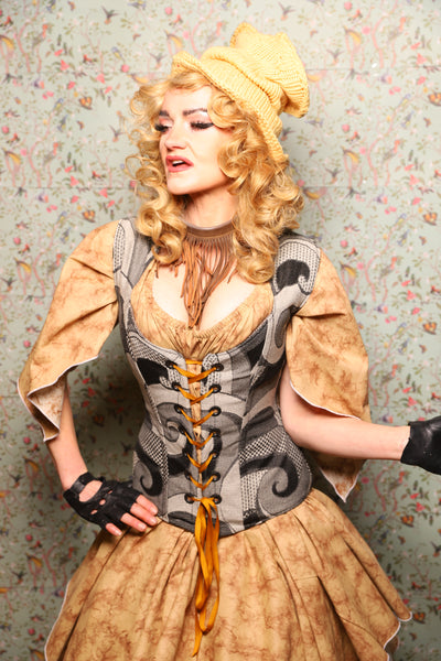 29. Damsel corset in Sketched Swirls - March of the Ides Collection