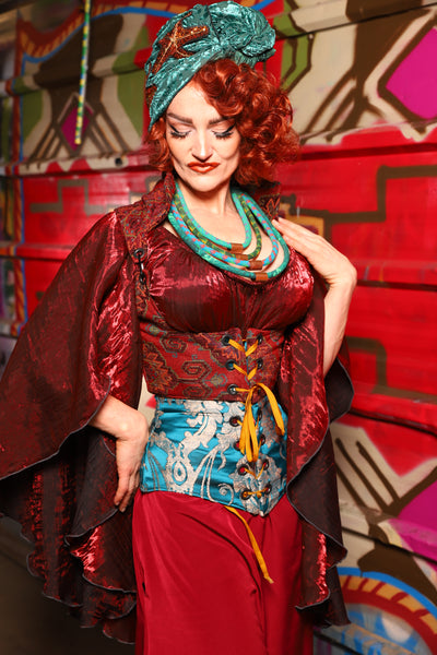 08. Cropped Vixen w/collar in Phoenix Feather Upholstery - The Magic Carpet Ride Collection