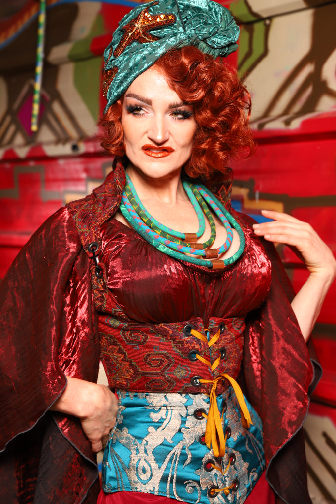 08. Cropped Vixen w/collar in Phoenix Feather Upholstery - The Magic Carpet Ride Collection