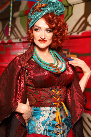 08. Cropped Vixen w/collar in Phoenix Feather Upholstery - The Magic Carpet Ride Collection