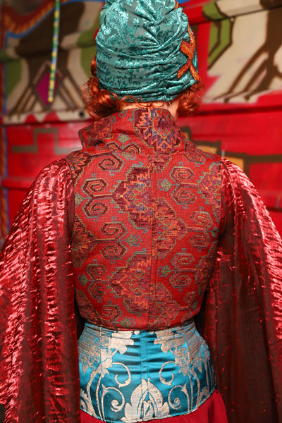 08. Cropped Vixen w/collar in Phoenix Feather Upholstery - The Magic Carpet Ride Collection