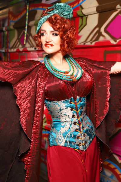02. Classic Blouse w/waterfall sleeves in Crushed Iridescent Rubies - The Magic Carpet Ride Collection