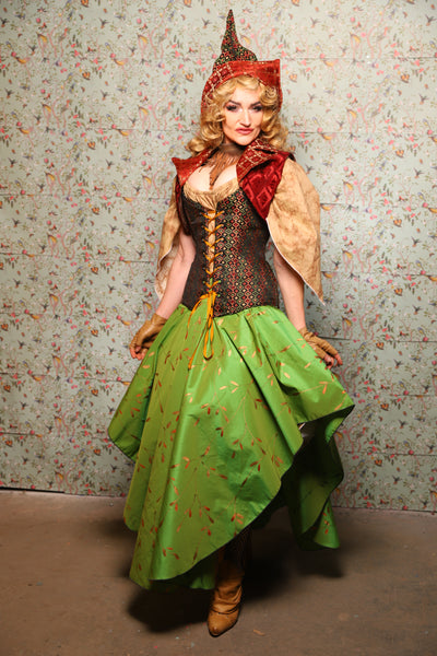 11. Crescent Skirt in Green Golden Leaves - March of the Ides Collection