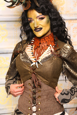 Cropped Marie Bodice in Orc Green Upholstery - "The Onions & Ogres Collection"